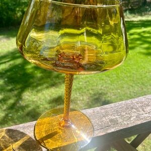 Empoli large twisted stem, amber color, approx 12 in tall, 7 in diameter
